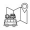 Van car suitcases location map travel vacations