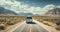 A van cruising on the open road showcases the adventurous spirit of van life road trips. Generative AI