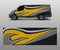 Van decal wrap design vector for Company branding . Graphic wrap decal and sticker template vector