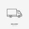 Van delivery flat line icon. Truck sign. Thin linear logo for cargo trucking, freight services