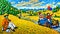 Van Gogh art style country road driving car scene