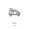 van icon vector from auto collection. Thin line van outline icon vector illustration. Outline, thin line van icon for website