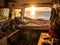 van life, nomad street with van, freedom, window on breathtaking views, lifestyle image of life around the world, created with ai