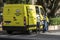 Van from the Mercado Livre company parked in a street for delivering parcels  in Sao Paulo