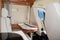 Van modern table and seat interior in camper by professional dealer motorhome on rv vanlife
