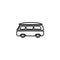 Van outline silhouette. Minibus vector line icon isolated on white background. Hippy retro car.