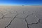 Van on Salar de Uyuni, salt lake, Bolivia