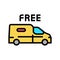van transportation free shipping color icon vector illustration