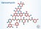 Vancomycin molecule. It is is an antibiotic used to treat bacterial infections. Structural chemical formula and molecule model.