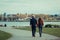 Vancouver BC Canada,couple holding hands walking at sea wall English bay Vancouver Canada