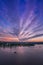 Vancouver BC Canada,June 2018.fluffy sunset clouds over city sky