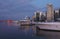 Vancouver BC & yachts at dusk, Canada.