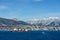 VANCOUVER, CANADA - February 18, 2018: Busy harbour with north Vancouver on background sunny day.