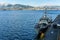 VANCOUVER, CANADA - February 18, 2018: Canadian Navy ship parked at Vancouver Canada Place port