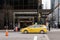 VANCOUVER, CANADA - FEBRUARY 2, 2020: speed yellow cab taxi car on west georgia street downtown