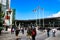 VANCOUVER CANADA - JUNE 12 2018: Tourists gather at Canada place,Vancouver Canada. An iconic spot to see in Vancouver