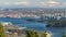 Vancouver city downtown panorama. Vancouver Harbour marina aerial view.