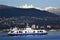 Vancouver Harbor Ferry Two Lions Mountains BC