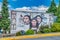 Vancouver Island, Canada - August 13, 2017: Mural tells the story of Chemainus is a city on the east coast of Vancouver Island.