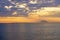 Vancouver Island and Gulf islands from the ocean at sunset time