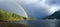 Vancouver Island Landscape Panorama of Double Rainbow, Upper Campbell Lake near Strathcona Park, British Columbia, Canada