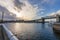 Vancouver marina, False Creek seen from Hornby Street Ferry Dock. VANCOUVER, CANADA