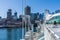 Vancouver Seawall, Canada Place, the cruise ship terminal and convention center.