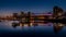 Vancouver Skyline at night with BC Place Stadium at the North Shore of False Creek Inlet at night