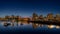 Vancouver Skyline at night with BC Place Stadium at the North Shore of False Creek Inlet at night