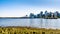 The Vancouver Skyline viewed from the walking and biking path on the Seawall in Stanley Park