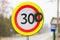 The vandals painted the number zero on a road sign with a speed limit of 30 kilometers per hour