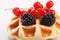 Vaniila waffle with mix berry