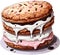 Vanila ice cream sandwich with chocolate sauce vector illustration