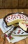 Vanilla cheesecake on chocolate shortbread dough. Cheese pie. Homemade baking