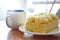 Vanilla chiffon cake and coffee cup