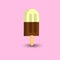 Vanilla and chocolate popsicle on a pink background