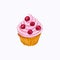 Vanilla cupcake with red berry whipped cream