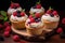 Vanilla cupcakes with cream and berries