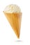 Vanilla ice cream cone isolated on white background. 3D rendering and photo