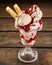 Vanilla Ice Cream Sundae with Cherries and Cream
