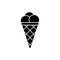 Vanilla Soft Ice Cream Sign. Ice Cream in Waffle Cone Black Silhouette Icon. Sundae Summer Frozen Milk Food Flat Symbol