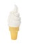 Vanilla Soft Serve Ice Cream in Wafer Cone on White Background