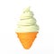 Vanilla soft serve ice cream on a white background