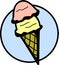 vanilla and strawberry ice cream cone. Vector