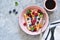 Vanilla waffles with berry in a plate for breakfast