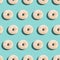 Vanilla white donuts with sprinkles, sweet glazed dessert seamless pattern