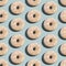 Vanilla white donuts with sprinkles, sweet glazed dessert seamless pattern