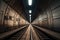 vanishing point view of a long subway tunnel