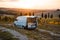 Vanlife - live in a beautiful bus in the open nature surrounded by grapevines