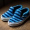 Vans Classic Slip On Blue Black Striped Wool Slippers